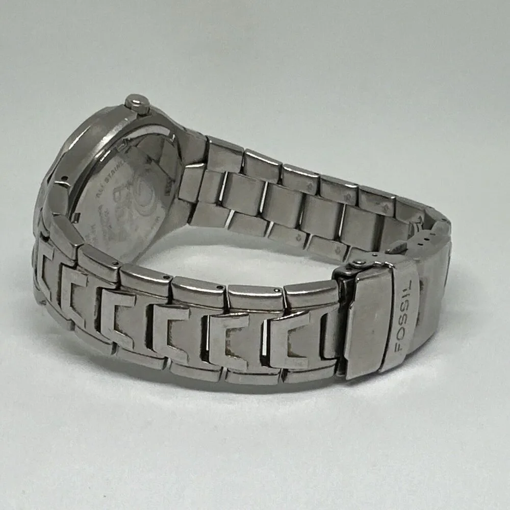 Fossil AM3669 Men's Silver Stainless Steel Analog Black Dial Quartz Watch HME367